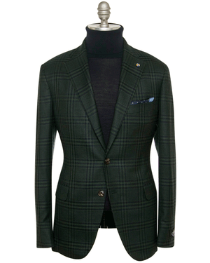 Green and Navy Plaid Cashmere Sportcoat