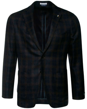 Navy and Red Cashmere Windowpane Sportcoat