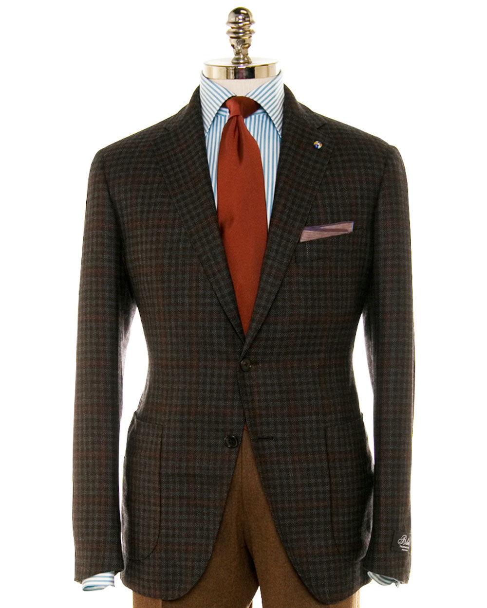 Steel Blue and Orange Check Deconstructed Jacket