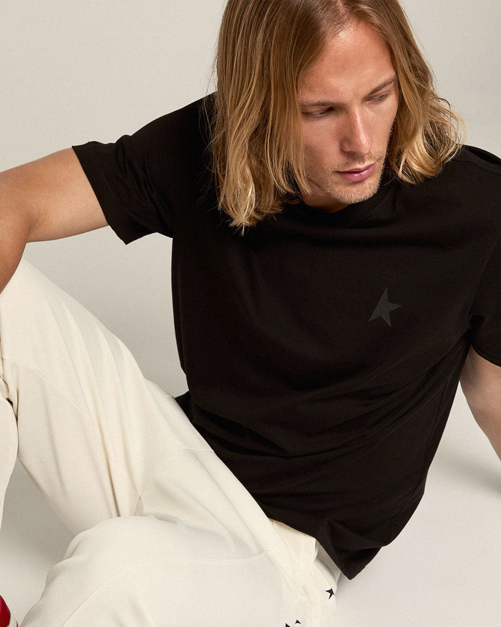 Star Collection T-Shirt in Black with Tonal Star