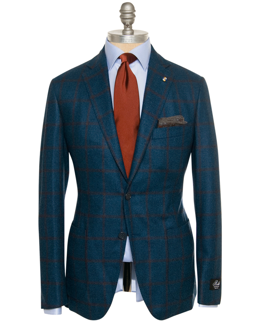 Belvest Teal and Burnt Orange Windowpane Wool Sportcoat – Stanley Korshak