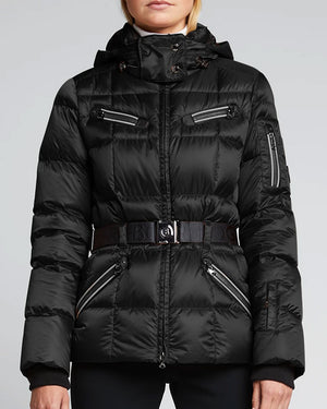 Black Aila Satin Puffer Ski Jacket