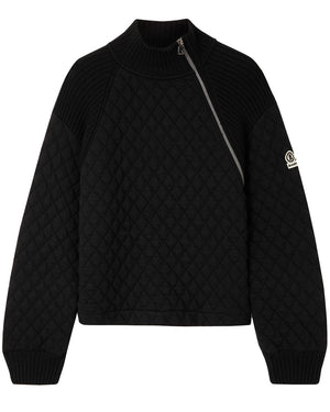 Black Kaley Quilted Turtleneck Sweater