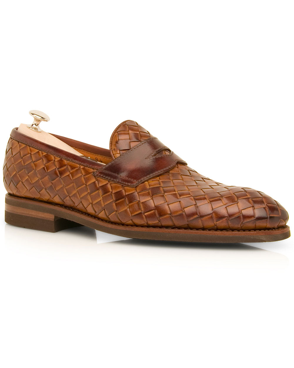 Woven Penny Loafer in Cognac