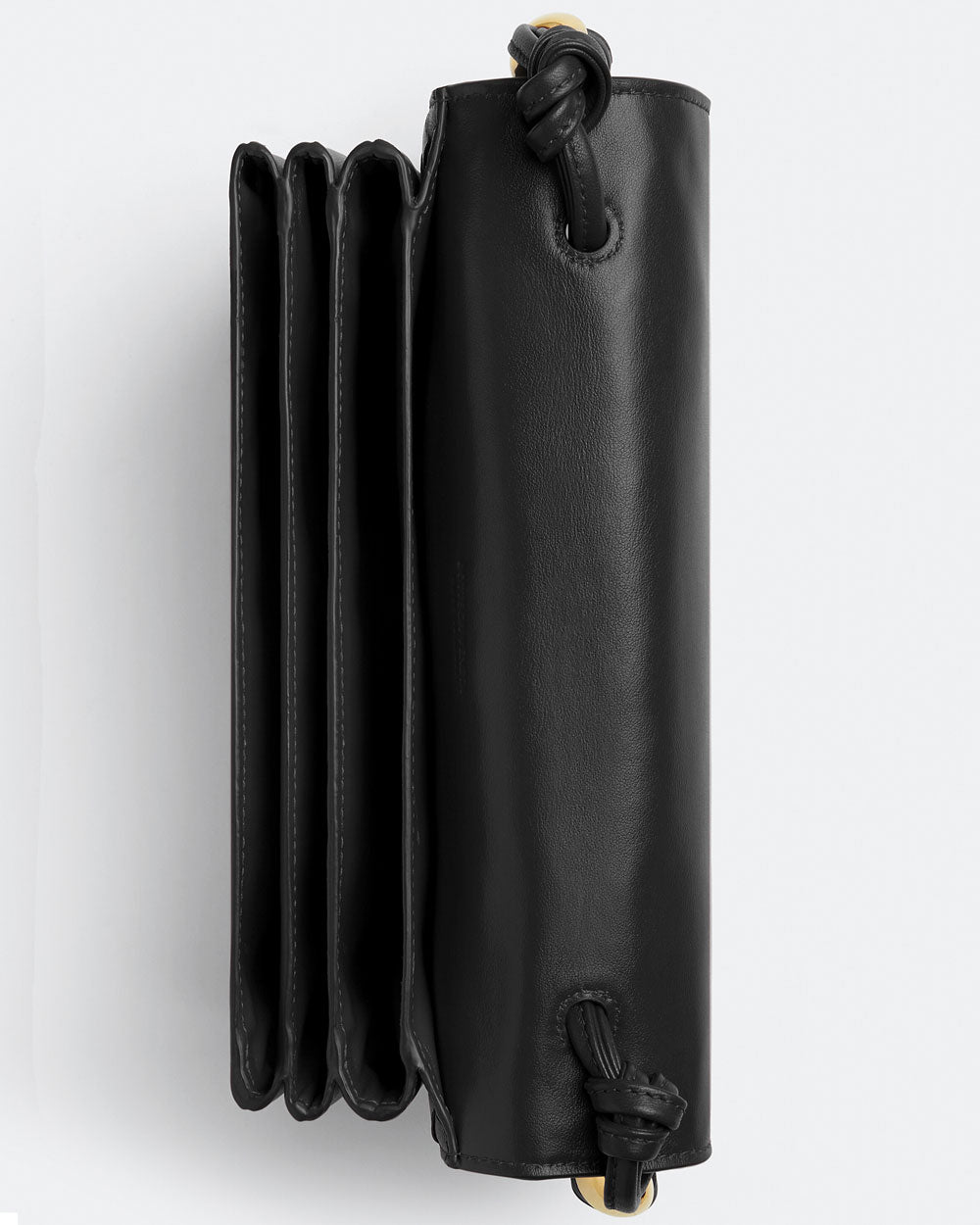Intrecciato Trio Leather Shoulder Bag in Black