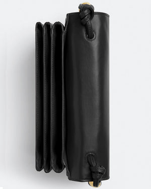 Intrecciato Trio Leather Shoulder Bag in Black