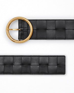 Wide Orthogonal Maxi Weave Belt in Black