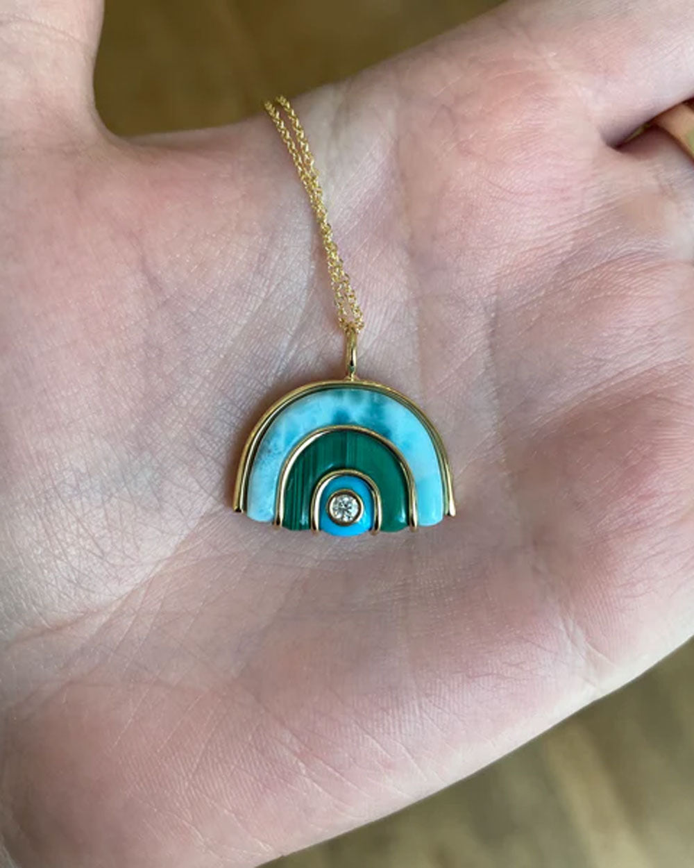 18k Yellow Gold Small Turquoise Marianne Necklace
