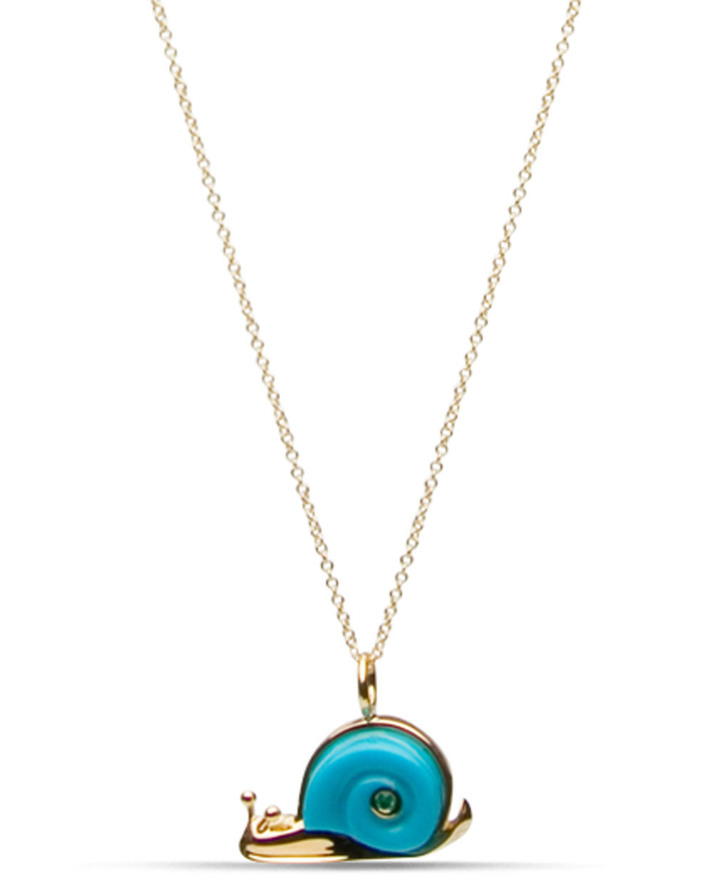 18k Yellow Gold Small Turquoise Snail Necklace
