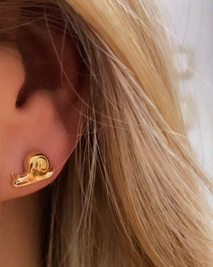 18k Yellow Gold Snail Stud Earrings