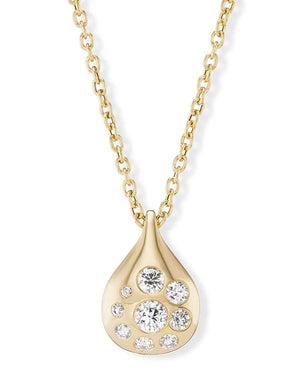 Large Diamond Petal Pendant Necklace