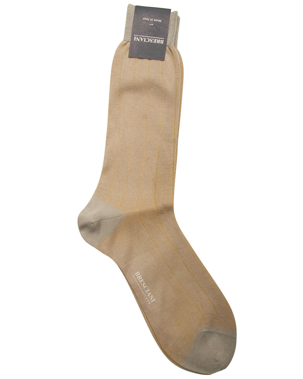Beige and Yellow Hidden Pinstripe Midcalf Sock