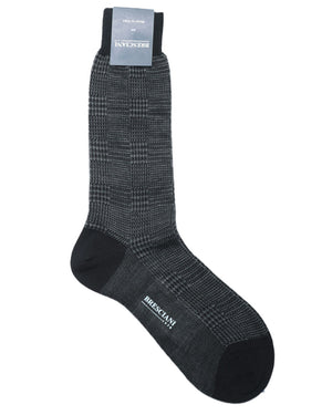 Merino Wool Prince of Whales Mid Calf Socks in Black