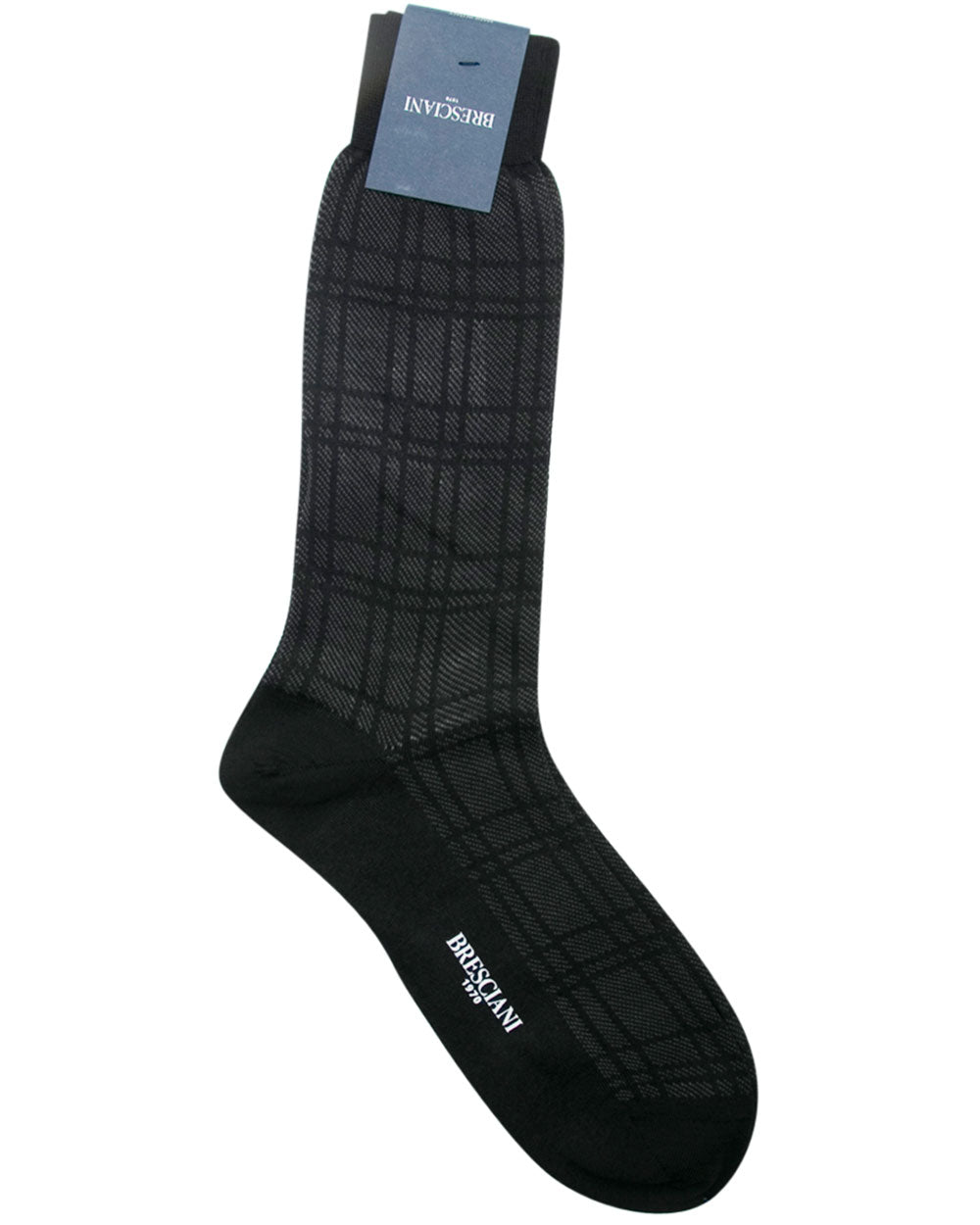 Black and Grey Tartan Check Midcalf Socks