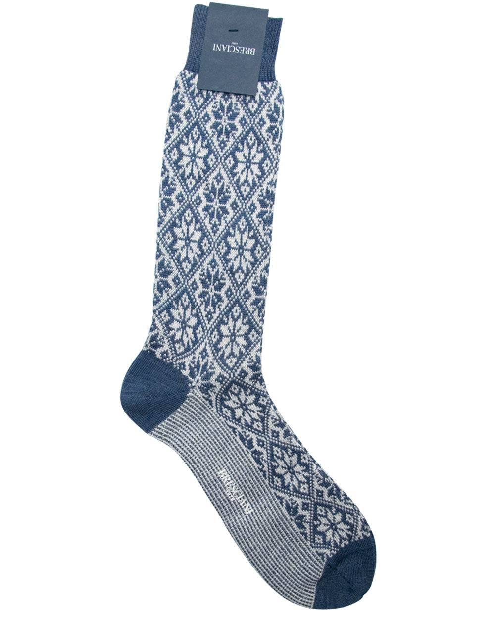 Blue and Cream Snowflake Midcalf Socks