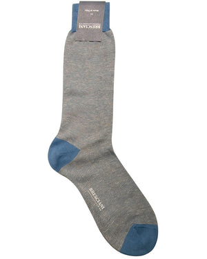 Blue Grey Herringbone Midcalf Sock