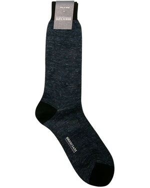 Blue Herringbone Midcalf Sock
