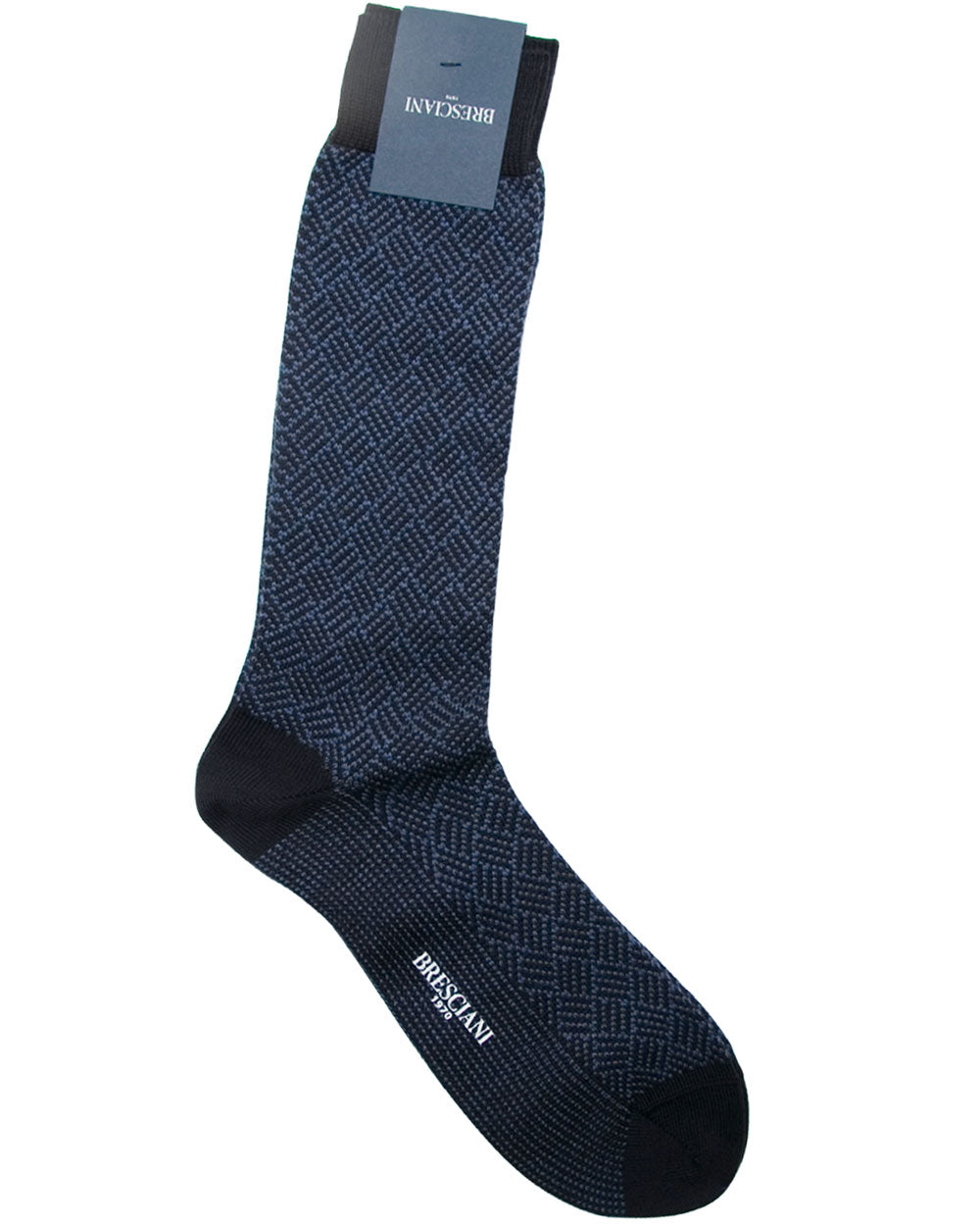 Blue and Navy Hashtag Midcalf Socks