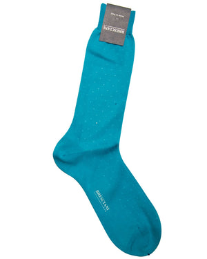Blue and White Pindot Midcalf Sock