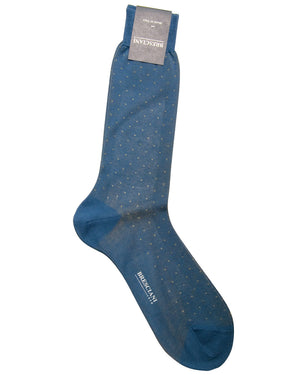 Blue and Yellow Pindot Midcalf Sock
