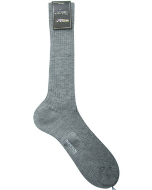 Cashmere and Silk Ribbed Socks in Grey