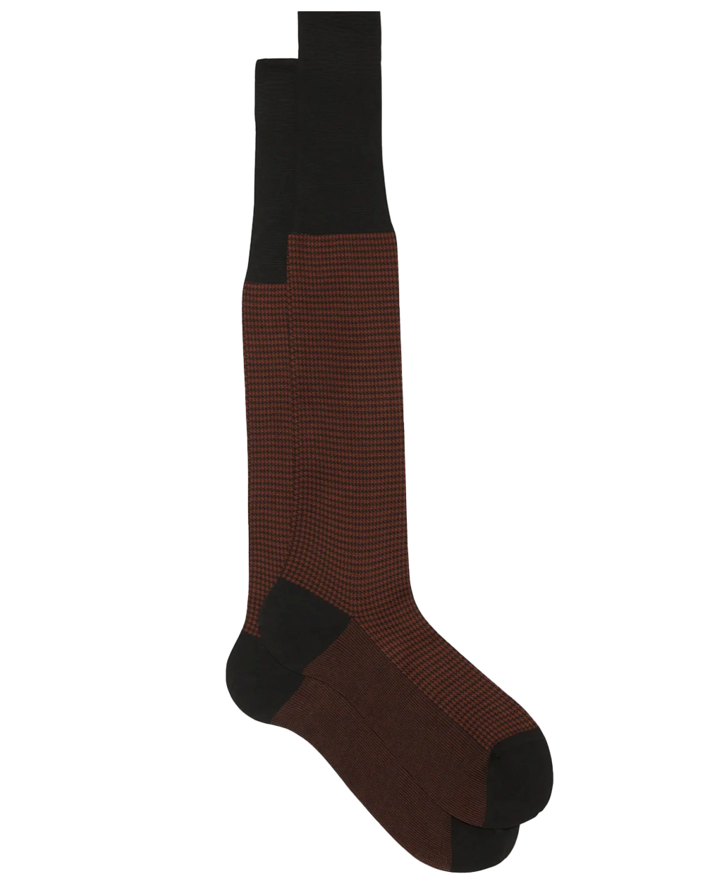 Houndstooth Over the Calf Socks in Brown
