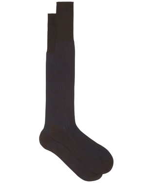 Vanisee Over the Calf Socks in Brown and Blue