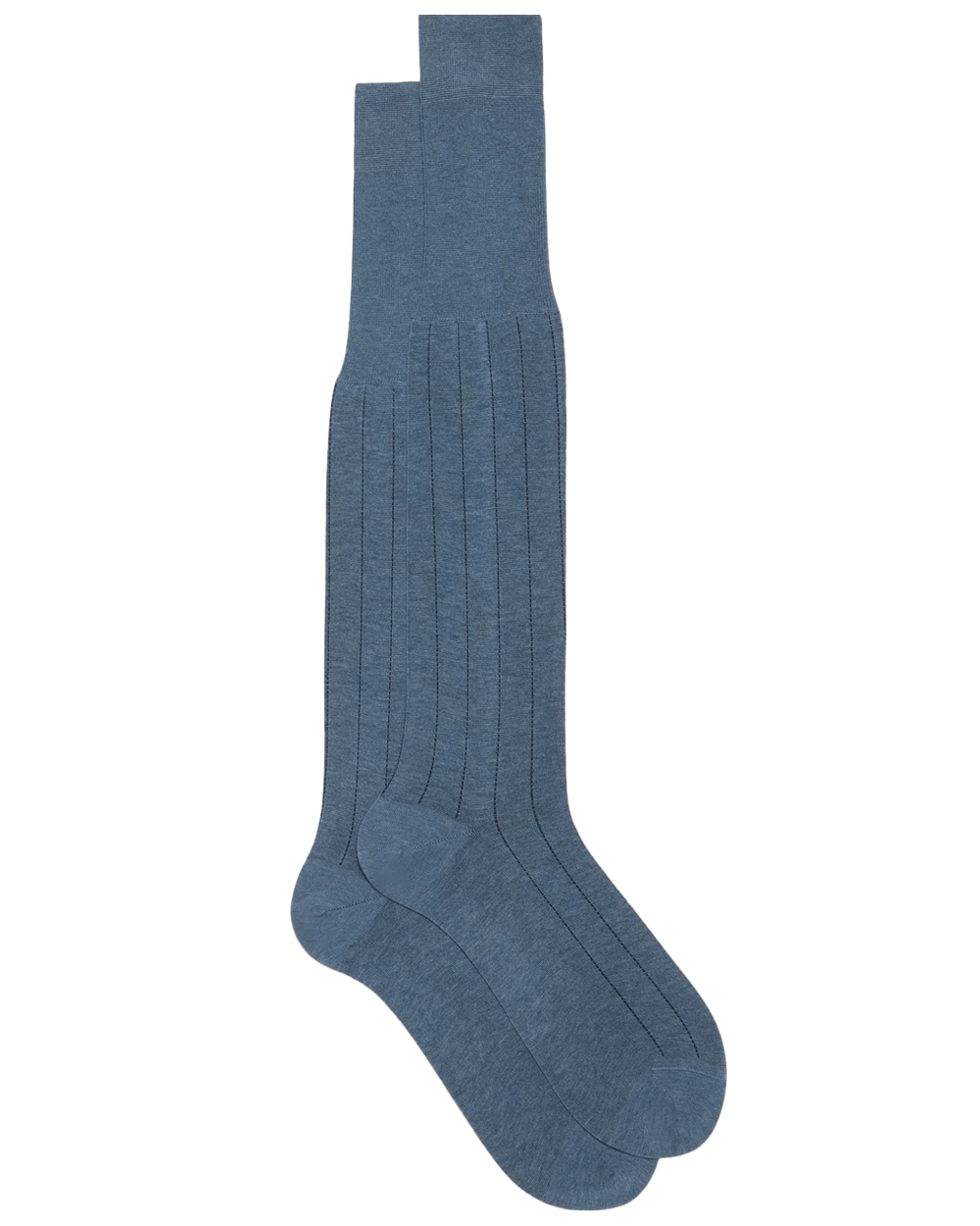 Vertical Striped Over the Calf Socks in Mid Blue