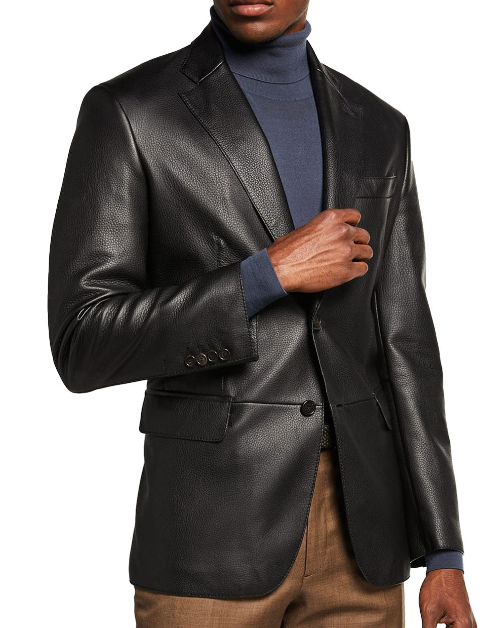 Black Deerskin Leather Blazer