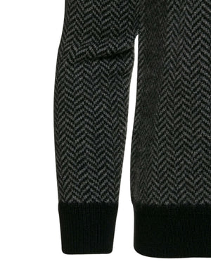 Black Flannel Print Cashmere Sweater