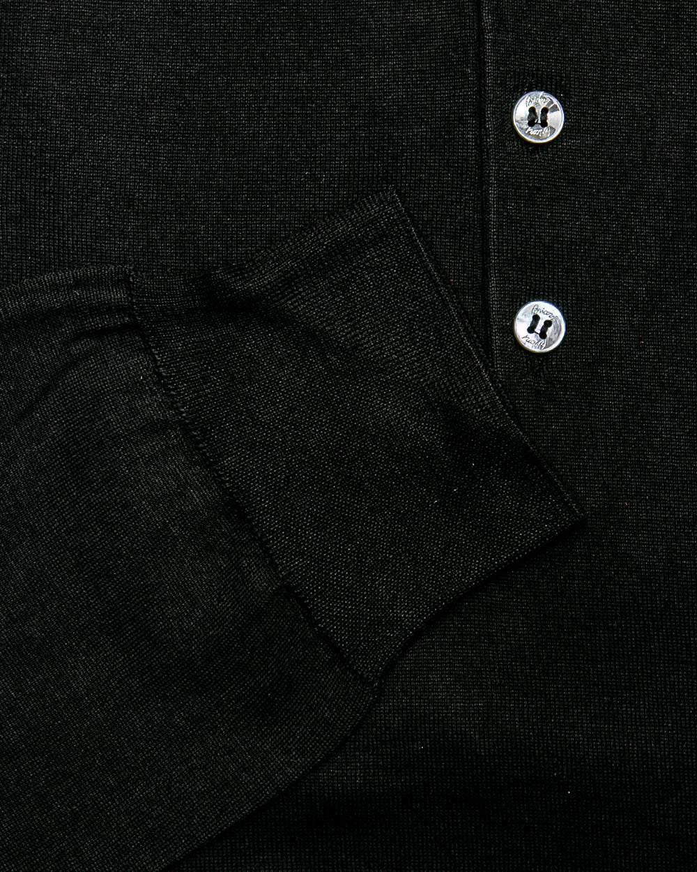 Black Long Sleeve Knit Polo