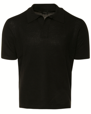 Black Vertical Jacquard Short Sleeve Polo