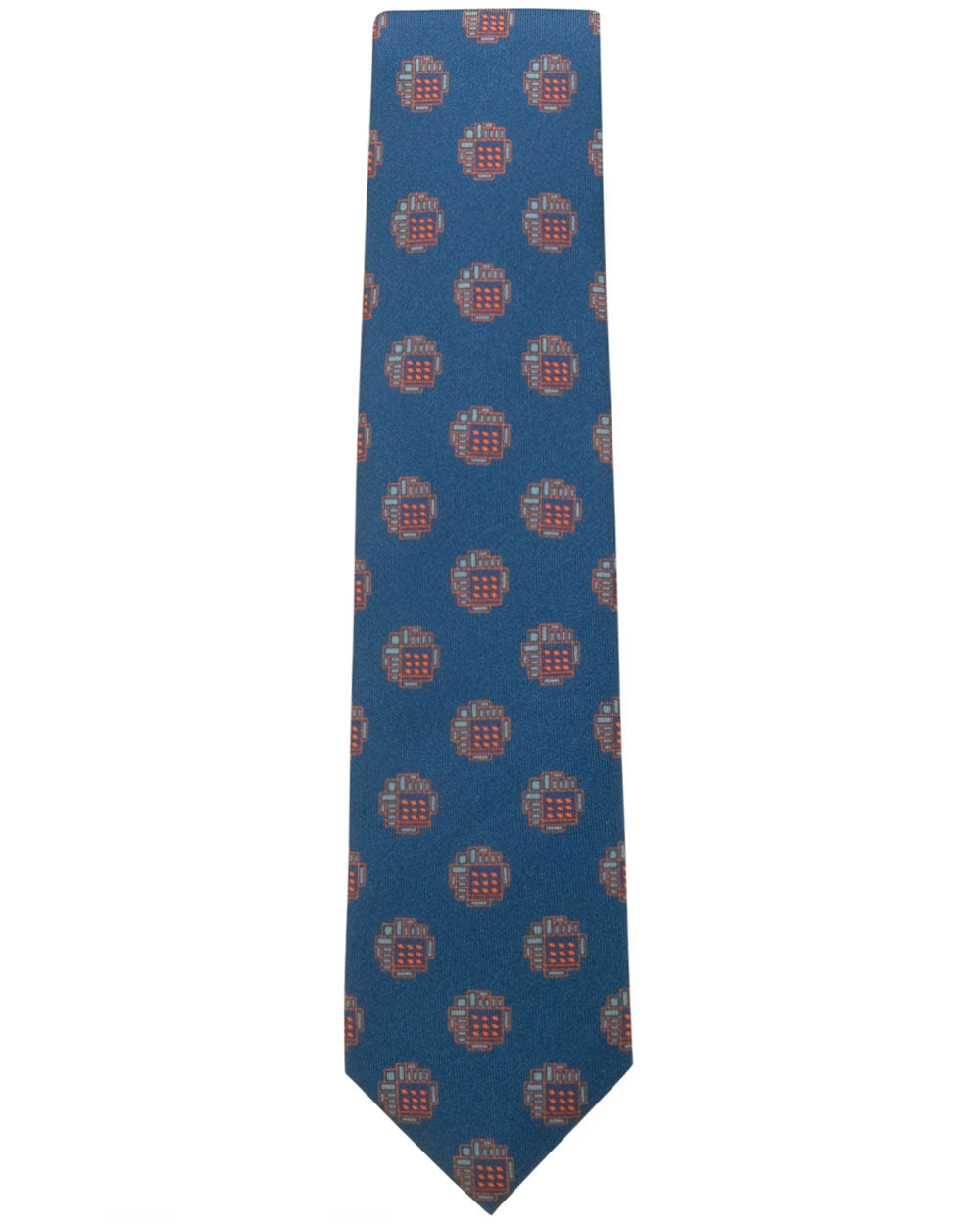 Blue and Orange Geometric Silk Tie