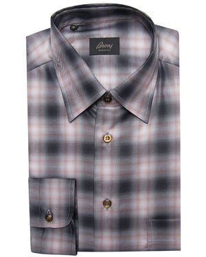 Brown Grey and Teal Check Sport Shirt