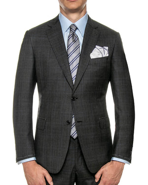 Charcoal Glen Plaid with Blue Windowpane Suit