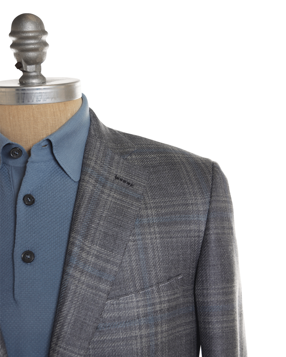 Lead and Soft Blue Faded Light Checked Sportcoat