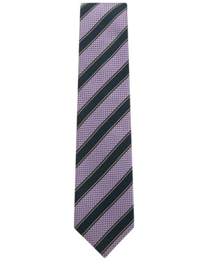 Lilac and Midnight Stripe Silk Tie