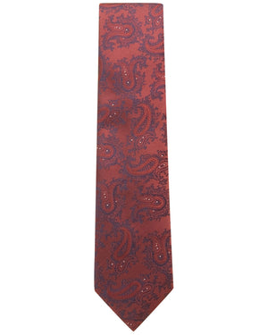 Mahogany and Navy Paisley Silk Tie
