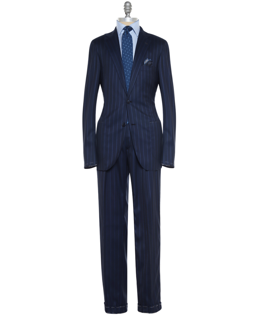 Navy and Sapphire Pinstriped Stretch Suit