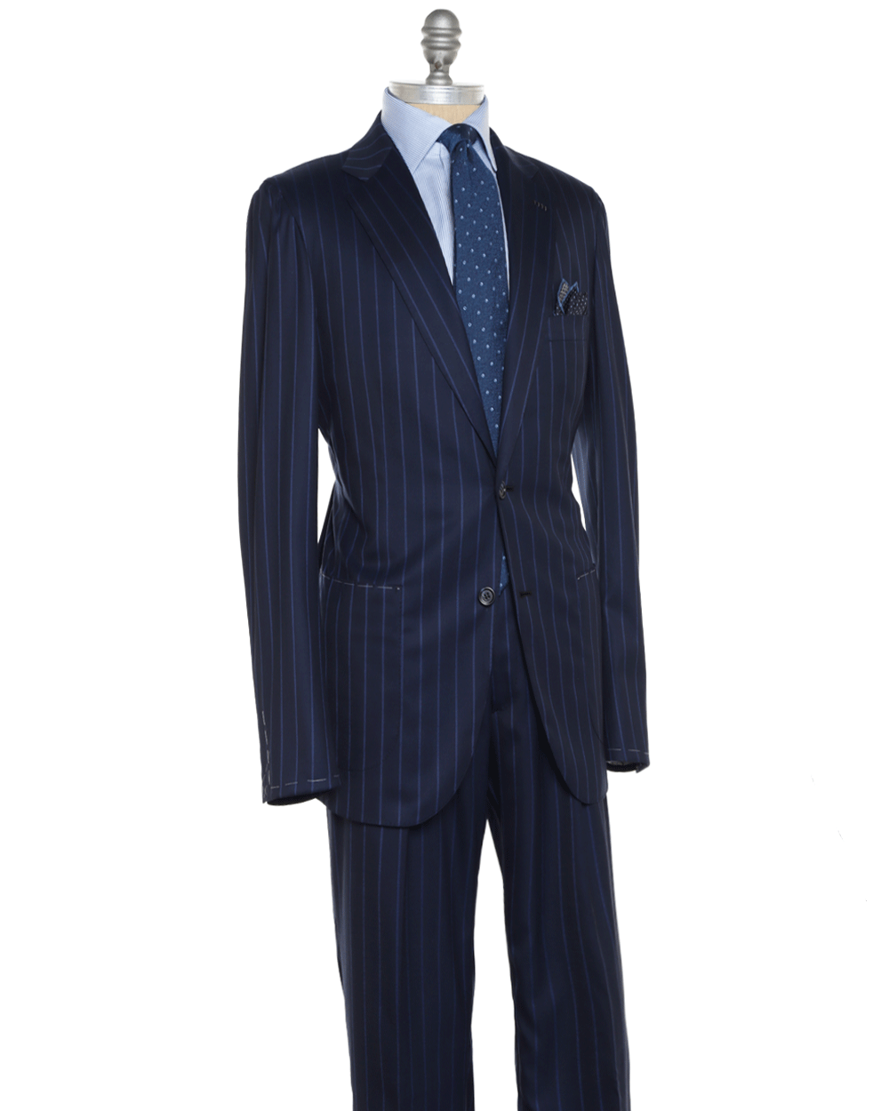 Navy and Sapphire Pinstriped Stretch Suit
