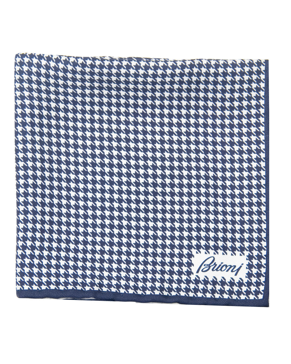 Navy and White Houndstooth Pocket Square