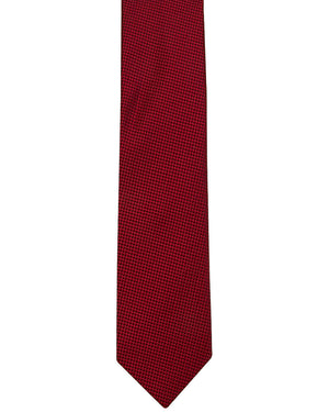 Red and Navy Textured Micro Check Tie