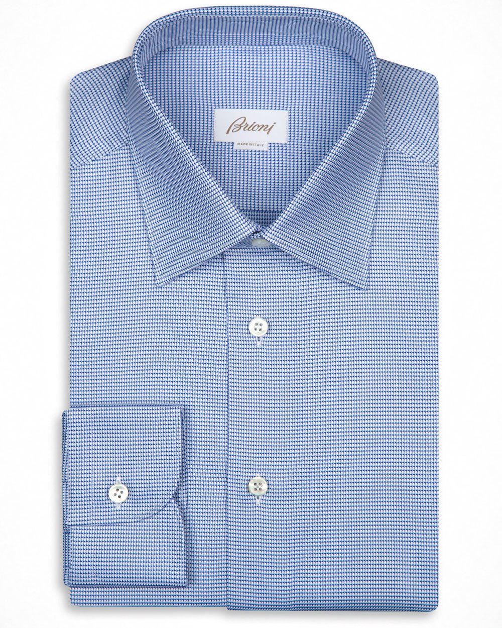 Royal Blue Micro Pied-de-Poule Cotton Shirt