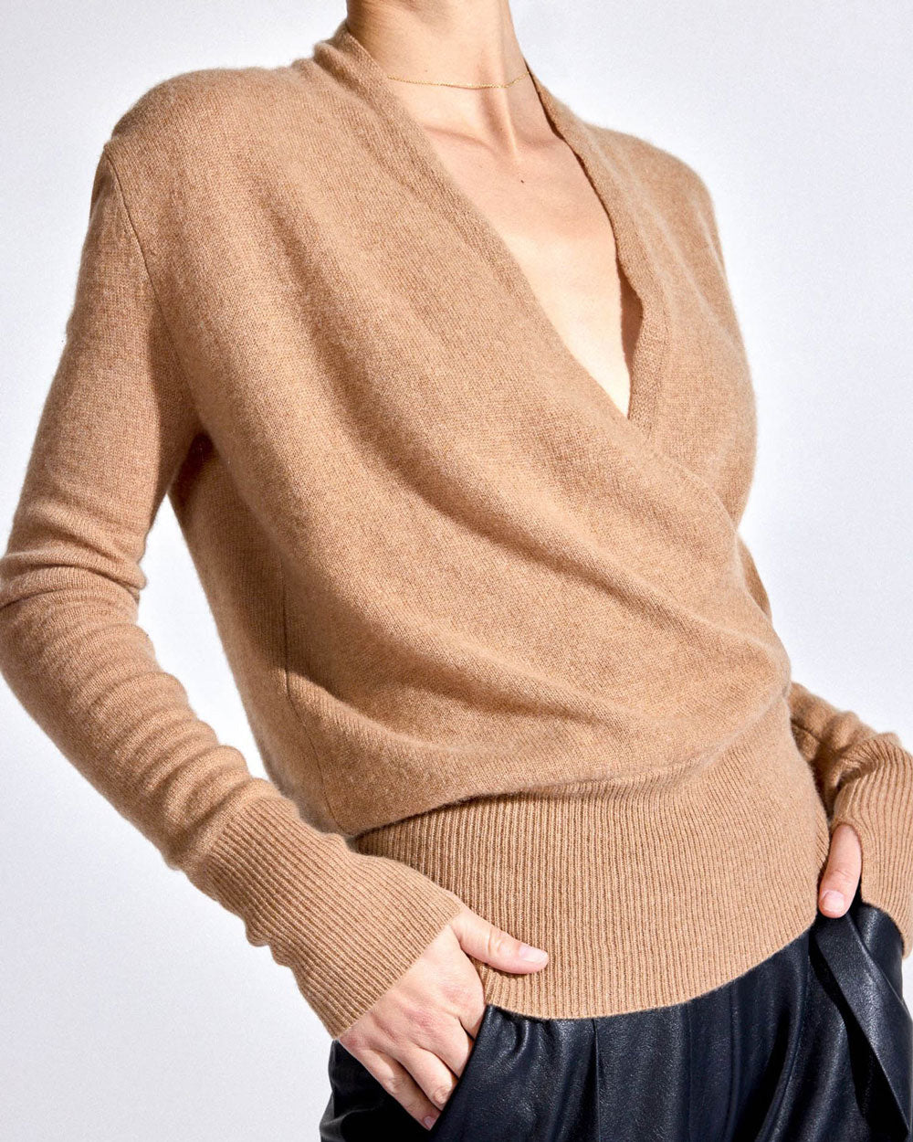 Carmel Melange Phinneas Wrap Sweater