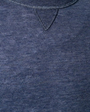 Black Crew Neck Knit Sweater in Heather Blue