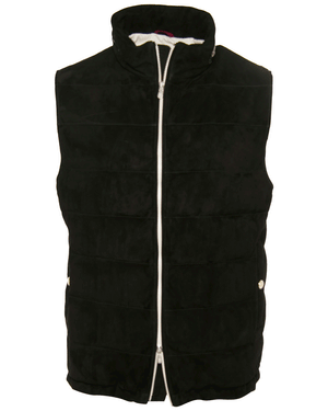 Black Padded Leather Vest