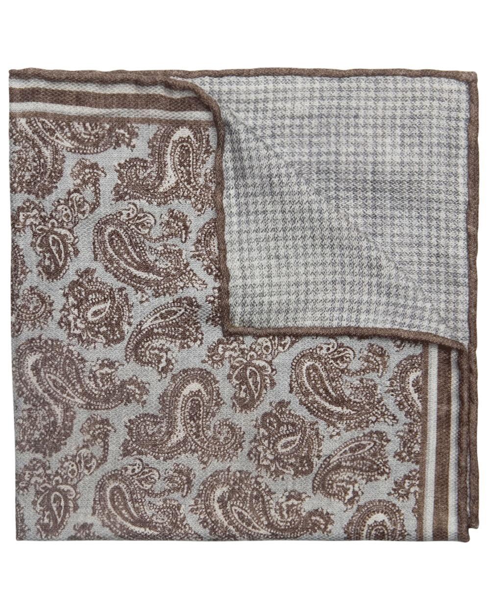 Brown and Grey Floral Pocket Square
