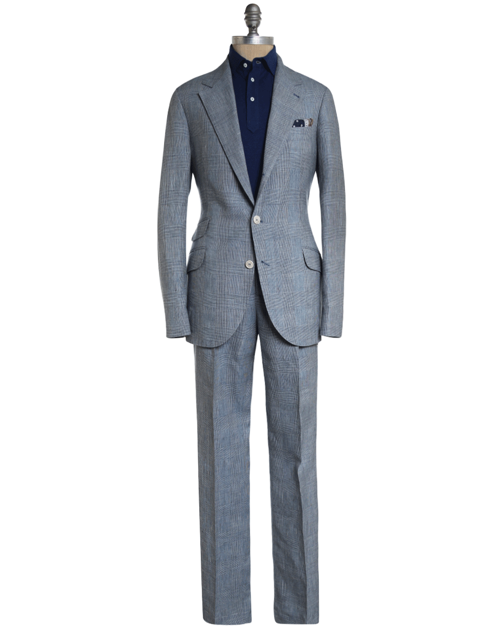 Denim Blue Plaid Suit