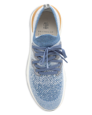 Knit Sneaker in Blue and Brown