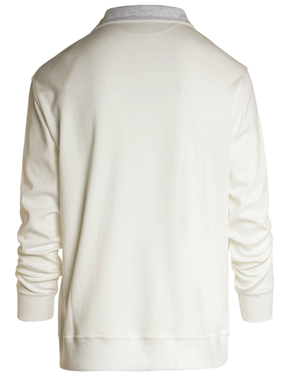 Off White Cotton Blend Quarter Zip Sweater